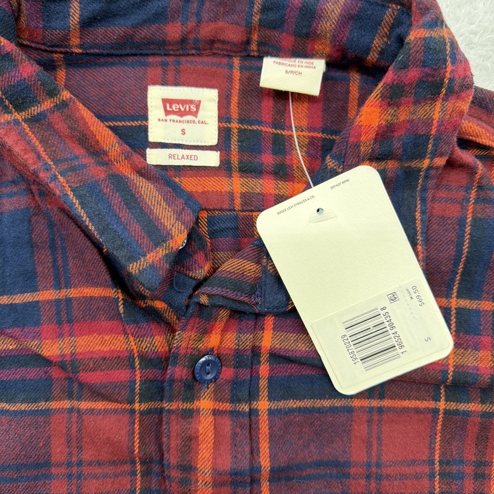 Levi's Men's Small Albemarle Long Sleeve Flannel Shirt Night Sky Soft Western - Picture 3 of 10